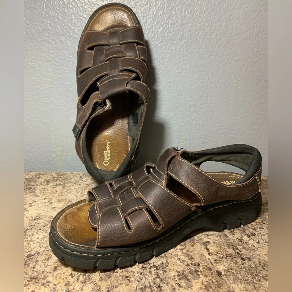 Open Country Brown Leather Open toe sandals Men's Size 14
